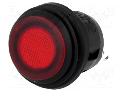 Ключ светещ 2 положения кръгъл задържащ R13112B8W02BRN2 ROCKER; SPST; поз: 2; ON-OFF; 10A/250VAC; червен; IP65; R13-112-AC