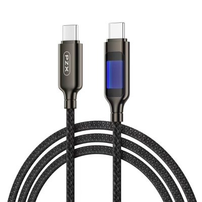 КАБЕЛ USB C/C TYPE-C PZX V230C 60W, с оплетка 7Led