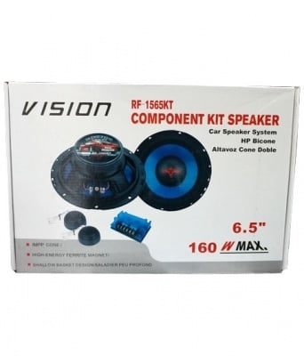 Автомобилни тонколони компонентни 6.5"  RF-1565K Комплект 2 бр.-бас 6.5"/16.5см/,2 бр.- 2WAY  филтър, 2 бр.- високочестотен говорител 2", 2 бр. решетки