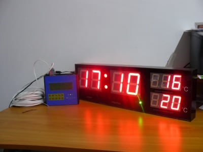 Училищен електронен звънец,часовник, термометър ULZ1D с дисплей с показание за часа, вътрешна и външна температура