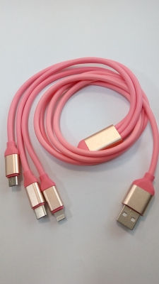 Кабел USB за зареждане на смартфони с входщ конектор USB micro, USB C и IPHONE