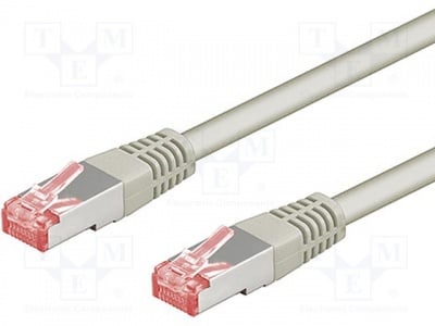 Кабел S/FTP6-CU-100GY Patch cord; S/FTP; 6; многожичен; Cu; LSZH; сив; 10m