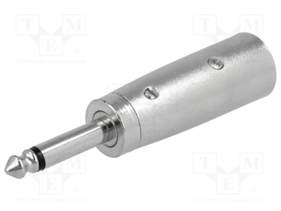 Преходник XLRW-JC63W Адаптер; Jack 6,35mm щепсел, XLR мъжки; моно; PIN:3