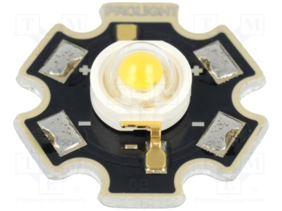 Светодиод 1W PM2E-1LVS-R7 Мощен LED; STAR; бял топло; 130°; 350mA; Pmax: 1W; 110?120lm; Proeon