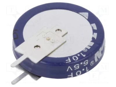 Кондензатор 1.0F 5.5V KR-5R5V105-R Суперкондензатор; THT; 1F; 5,5VDC; -20?80%; O19x19,7mm; 30?