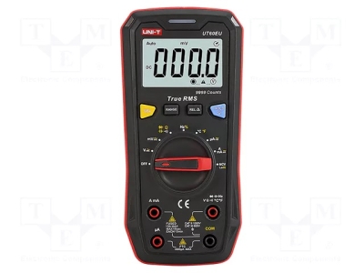 Мултиметър UNI-T UT60EU Цифров мултиметър; LCD; VDC: 1kV; VAC: 1kV; I DC: 10A; I AC: 10A; 10mF