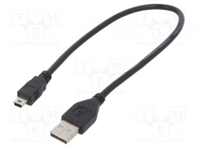 Кабел USB A/B MINI CCP-USB2-AM5P-1 Кабел; USB 2.0; USB A щепсел,USB B mini щепсел; позлатен; 0,3m