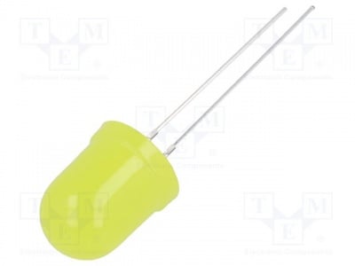 Светодиод 10mm жълт OSY5LUA1K4A LED; 10mm; жълт; 30-45mcd; 180°; Чело: изпъкнал; Растер:2,54mm