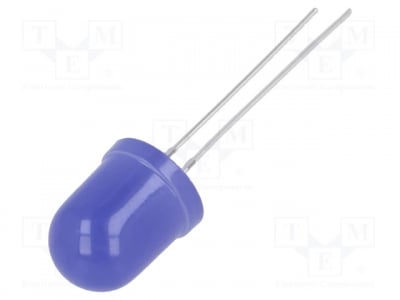 Светодиод 10mm син дифузен OSB5YUA1K4A LED; 10mm; син; 150?220mcd; 180°; Чело: изпъкнал; 2,8?3,6V