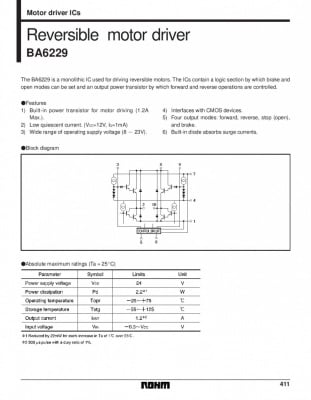 BA6229 MOTOR DR. 4-MODE 24V 1.2A