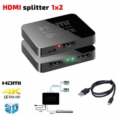 HDMI сплитер с усилвател, поддържа 4K Резолюции и 3D, 1 вход - 2 изхода