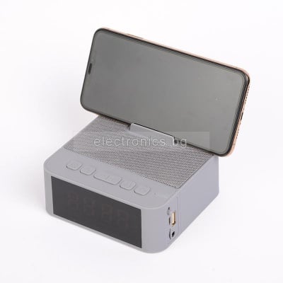 Bluetooth колонка с часовник и аларма X31 FM радио литиево-йонна батерия слот за USB/micro SD CARD/AUX Сив