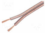 Кабел силиконов тонколони 2x2.50мм2 SC-CCA2X2.50-TR100 Кабел: говорител; 2x2,5mm2; шнур; CCA; прозрачен; неекраниран
