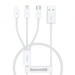 Кабел USB BASEUS кабел USB 3w1 Flash Series II USB A до Micro + Lightning 8-pin + Typ C 3,5A 0,5m бял