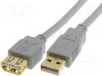 Кабел CAB-USBAAF/3G Кабел; USB 2.0; USB A гнездо, USB A щепсел; позлатен; 3m; сив
