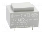 Трансформатор TEZ1.5/D/12V Трансформатор: залят; 1,5VA; 230VAC; 12V; Монтаж: PCB; IP00; 70g