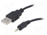 Кабел захранващ USB A-щепсел DC 2,5/0,7 AK-DC-02-USB Кабел USB A щепсел DC 2,5/0,7 щепсел прав черен 0,8m 5?50°C