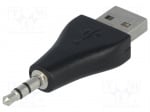 Преходник USB USB-AM/JACK3.5M Адаптер; USB 2.0; USB A щепсел, Jack 3,5mm 3pin щепсел; позлатен