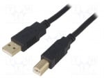 Кабел USB CAB-USB2AB/3G-BK Кабел USB 2.0 USB A щепсел USB B щепсел позлатен черен