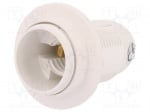 Пластмасова фасунга Е-14 PW-D.3027B Фасунга: за лампи; E14; Корпус: бял; O:28mm; Мат: термопласт; L:57mm