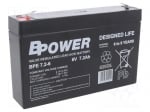 Акумулатор BPOWER 6V 7.2A ACCU-BPE7.2-6T1/BP Акумулатор оловно-киселинен 6V 7,2Ah AGM необслужваем 151x34x100mm