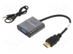 Конвертор HDMI към VGA AD-0017-BK Адаптер; HDMI щепсел,Jack 3,5mm гнездо,гнездо VGA; HDMI 1.4