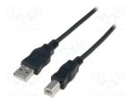Кабел USB A/B AK-300105-018-S Кабел; USB 2.0; USB A щепсел,USB B щепсел; никелиран; 1,8m; черен