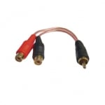 Аудио кабел разклонител на чинчове, високо качество, 1RCA женски - 2RCA мъжки, 0.2 метра, силиконов CABLE-Y 2F-1M/Black