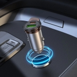 Зарядно за кола Hoco USB A + USB C QC3.0 PD 43W + кабел USB C към USB C NZ16A метално сиво