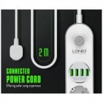 Разклонител 4+4USB+ключ LDNIO Power Socket SE4432 с 4 USB порта 3,4A, 4x230V 10A 2500W контакти